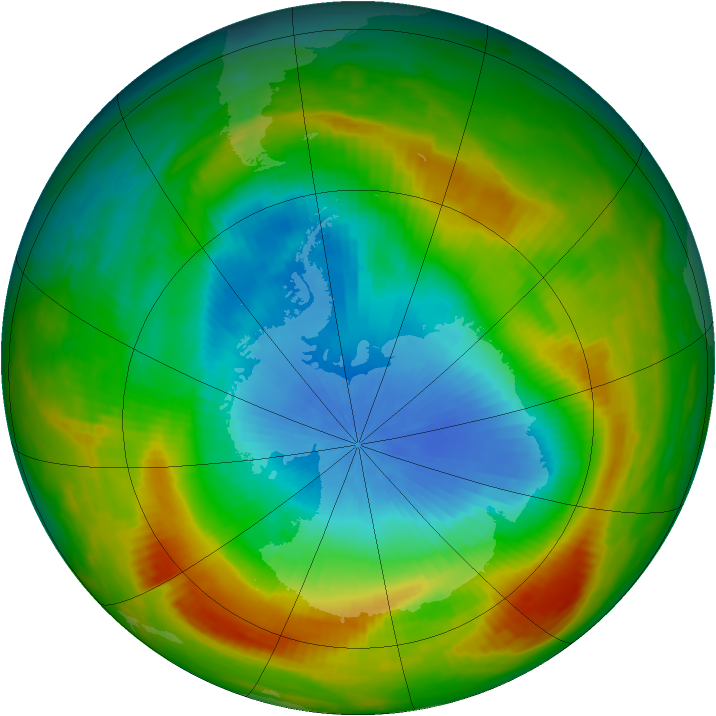 Antarctic ozone map for 05 November 1980